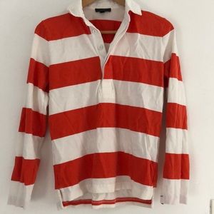 J crew orange/red stripped collared shirt